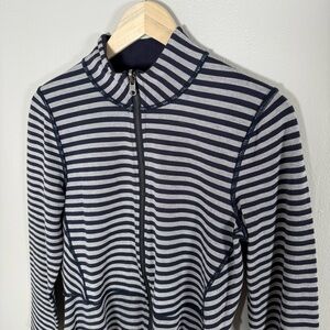 Soft Surroundings Striped Zip Front Peplum Jacket Top Tunic Size S EUC